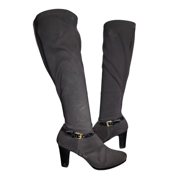 Ralph Lauren Over The Knee Boots Stiletto Heel Black Size 8B - Picture 1 of 4